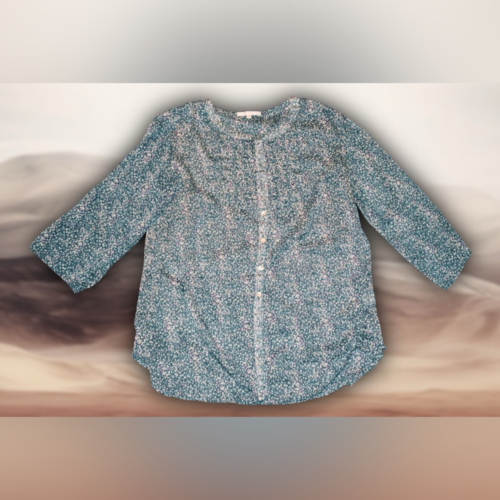 Sarah Spencer Silver Chiffon Blouse Sz L